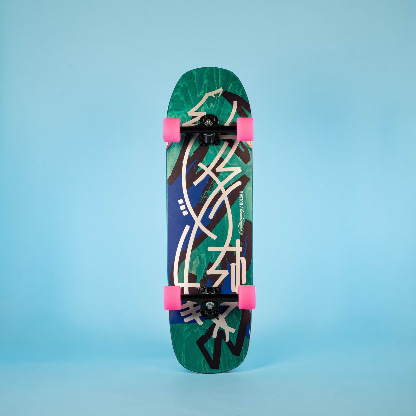 Loaded Bolsa II custom longboard with 83a Pink Orangatang Fat Free wheels