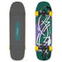 Top and bottom views of Loaded Bolsa II (Jazz Graphic) skateboard complete with Paris trucks and Orangatang Fat Free wheels.