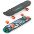 Top and bottom isometric views of Loaded Bolsa II (Jazz Graphic) skateboard complete with Carver CX trucks and Orangatang Love Handles wheels.