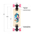 Loaded Fathom (Strata graphic) longboard skateboard complete with Orangatang Bee's Knees (83a, pink) - setup infographic