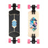 Loaded Fathom (Strata graphic) longboard skateboard complete with Orangatang Bee's Knees (83a, pink) - plan view