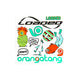 Colorful stickers featuring a pineapple, fish, and cartoon characters with playful text.