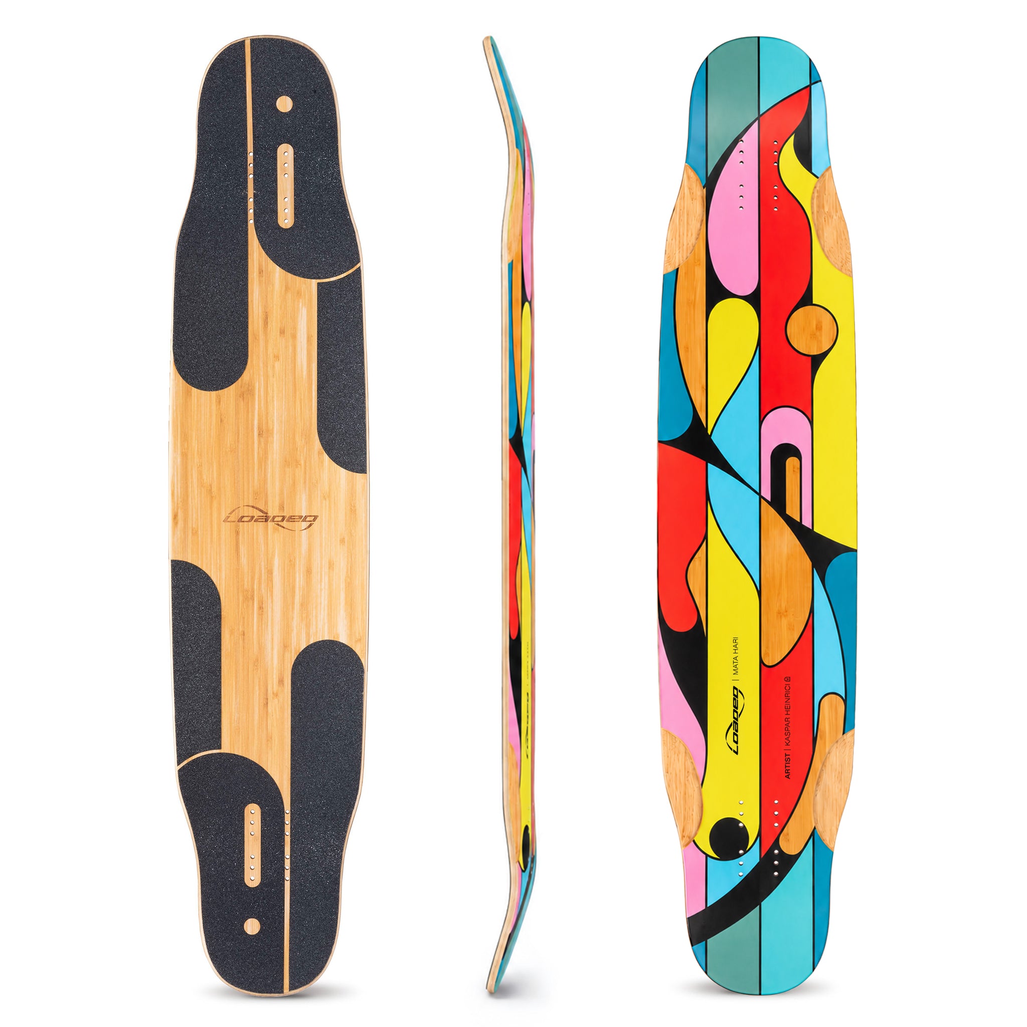 Loaded Mata Hari (Artist Series: Kaspar Heinrici graphic) longboard skateboard deck (composite view)