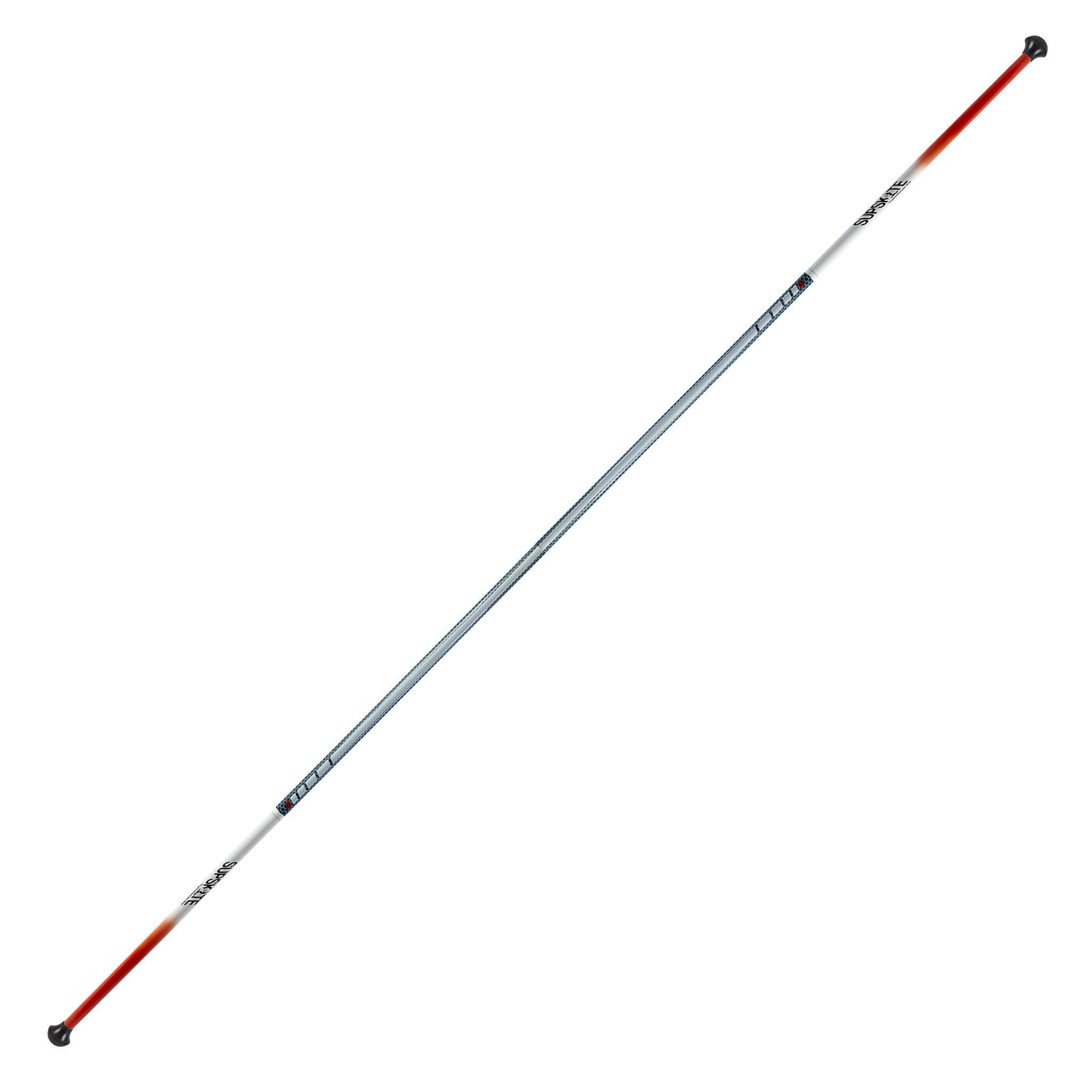 A long metallic pole with red ends.