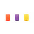 Three rectangular blocks in orange, purple, and yellow