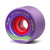 A purple skateboard wheel with a red core, labeled 'the cage' and 'orangatang'.