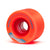 Bright orange skateboard wheel with blue graphics
