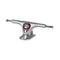 Silver skateboard truck with red detailing
